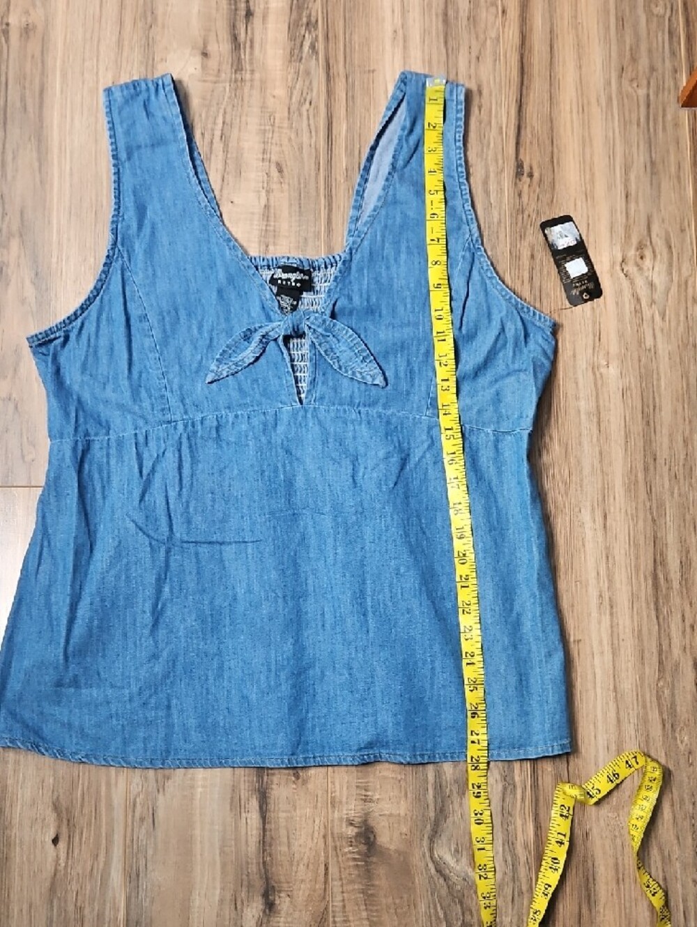 Wrangler Retro Blue Smocked Denim Tank Top XXL - Picture 6 of 6